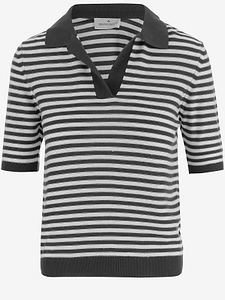 Bruno Manetti Striped Polo Knitted Top