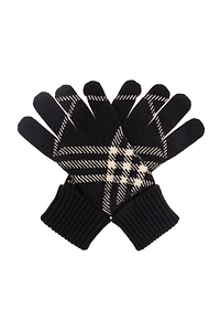Burberry Checked Ribbed-Knit Gloves