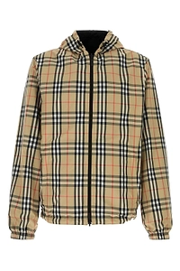 Burberry Checked Zip-Up Hooded Bomber Jacket