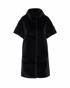 Short-Sleeve Faux Fur Coat