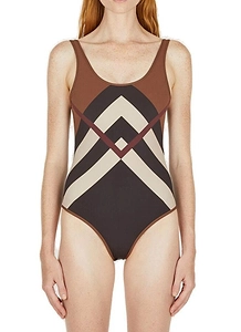 Burberry Chevron Checked Stretched Swimsuit
