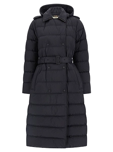 Burberry Belted Waist Hooded Padded Trench Coat