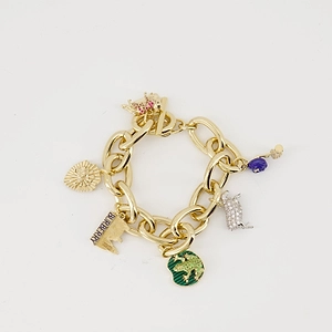 Burberry Detailed Embellished Chained Bracelet
