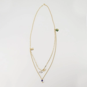 Burberry Double-Chain Charm Embellished Necklace