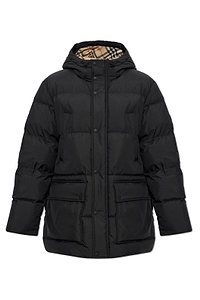 Burberry Logo Patch Hooded Down Jacket