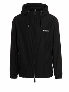 Burberry Logo Printed Hooded Drawstring Jacket