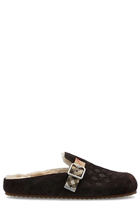 Burberry Check Shearling Urchin Clogs