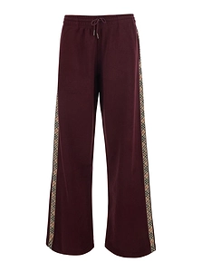 Burberry Checked-Band Wide-Leg Drawstring Pants