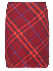 Burberry Plaid-Check Pleated Wrap Skirt