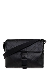 Burberry Small Embossed Check Buckled Messenger Bag