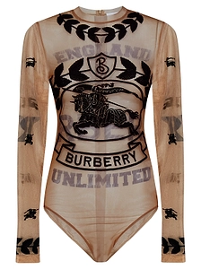 Burberry Graphic Embroidered Mesh Bodysuit