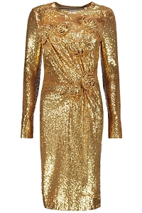 Burberry Hand-Gathered Detail Sequinned Crewneck Dress