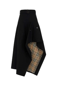 Gabardine Asymmetric Trench Skirt