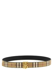 Burberry Tb Buckle Checked Reversible Belt