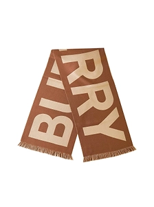 Burberry Logo Detailed Frayed Edge Scarf