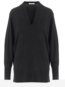 Sheer V-Neck Knitted Sweater
