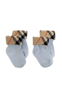 Burberry Kids Checked 2 Pairs Of Knitted Socks