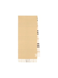 Burberry Wide Reversible Checked Fringed Scarf