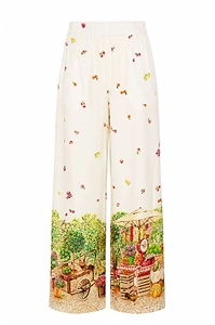 Market-Print Wide-Leg Pants
