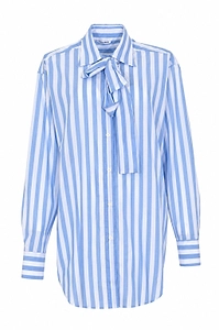 Striped Bow-Neck Shirt