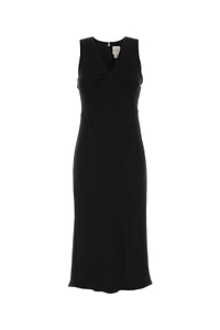 Calvin Klein V-Neck Crepe Midi Dress