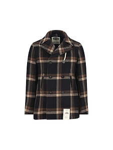 Island Checked Double-Breasted Peacoat