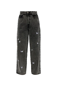 Carne Bollente Embroidered Wide-Leg Jeans