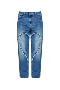Carne Bollente Frayed Heart Wide-Leg Jeans