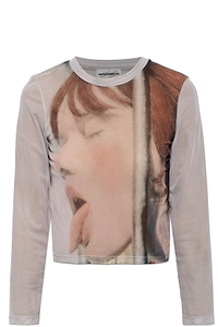 Sheer Photo Print Top
