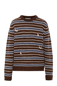 Striped Embroidered Knitted Sweater