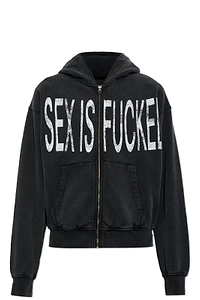 Slogan Zip-Up Hoodie