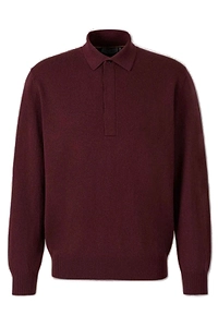 Canali Ribbed Knit Polo Top