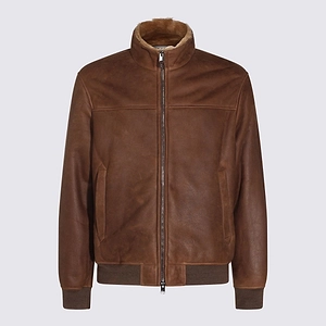 Canali Shearling Lined Zip Jacket