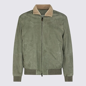 Canali Shearling Collar Zip-Up Jacket