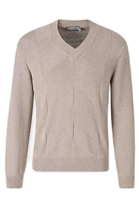 Canali Structured Patterned V-Neck Jumper