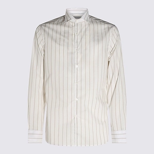Canali Striped Band-Collar Shirt