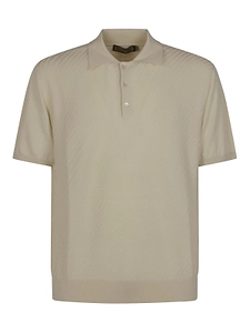 Canali Textured Knit Polo Top