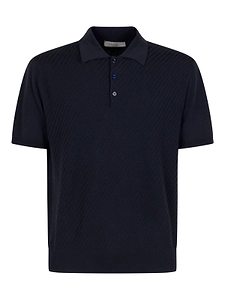 Canali Textured Knit Polo Sweater