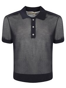 Carrer Semi-Sheer Short-Sleeve Polo Shirt