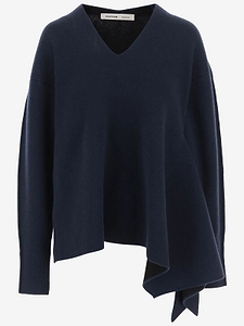 Asymmetric V-Neck Knitted Sweater