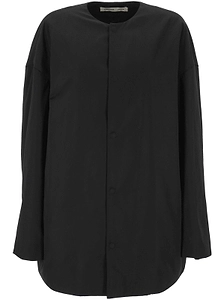Carven Collarless Snap-Front Coat