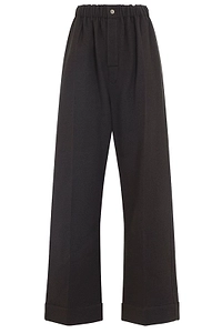 Elasticated-Waistband Straight-Leg Trousers