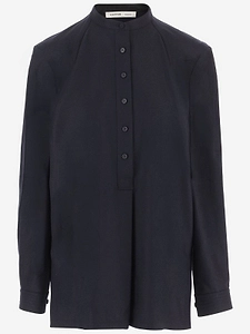Carven Half-Placket Mandarin Collar Sweater