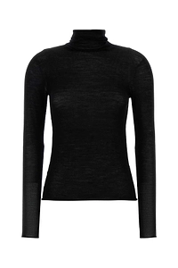 Sheer Turtleneck Knitted Sweater