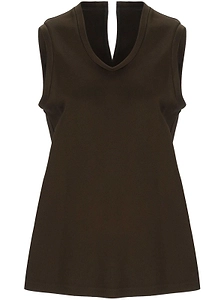 Carven Sleeveless Split-Neck Top