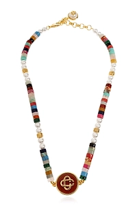Beaded Logo Pendant Necklace