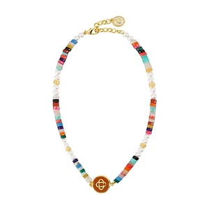 Beaded Logo Pendant Necklace