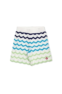 Casablanca Kids Crocheted Wave-Knit Shorts