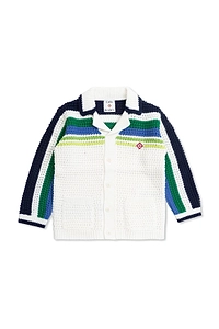 Casablanca Kids Logo Patch Striped Cardigan