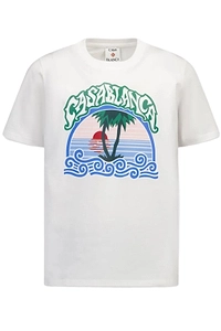Casablanca Kids Palm Tree Emblem Short Sleeved T-Shirt